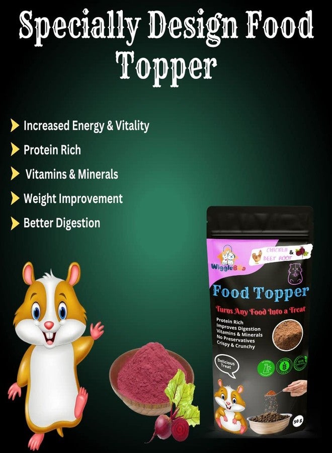 WiggleBoo Magical Hamster Food Topper || Joy of Best Taste || Chicken & Beet Root Flavour || Grain Free & Protein Rich || Super Energy Food || 50g - Image 4